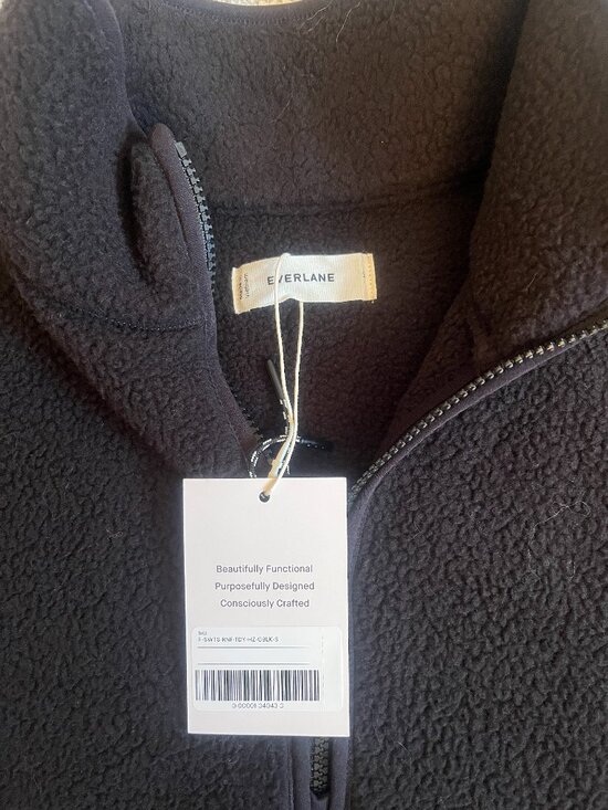 NWT EVERLANE The ReNew Fleece Oversized Half-Zip S Black - Picture 3 of 11
